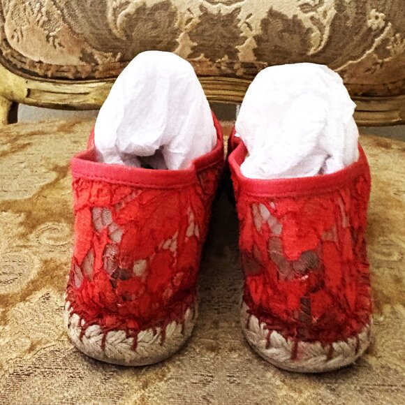 VALENTINO GARAVANI MESH LACE FLORAL RED ESPADRILLES SIZE: 39 - Picture 7 of 10